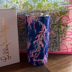 Lilly Pulitzer Borealid Blue Swim On Over Slim Tumbler 16.57 fl oz